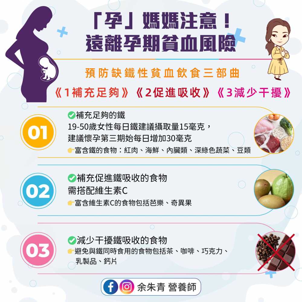 「孕」媽媽注意！遠離孕期貧血風險 #余朱青營養師